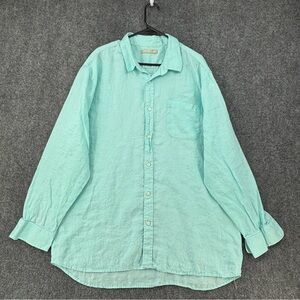 Isle Bay Mint Green Linen Long Sleeve Button Down Men’s XXL Preppy Vacation